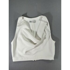 Zara cowl neck‎ sleeveless crop winter white blouse women's medium